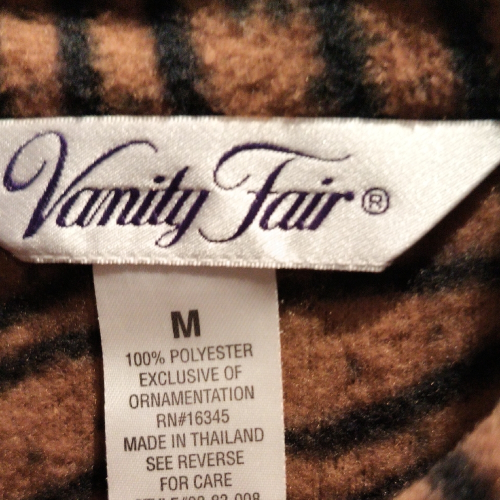 FINAL PRICE NWOT Vanity Fair Elegant Brown Tan & Black Patterned Robe/Duster